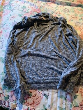 Juicy Couture Gray Embellished Hooded Knit Top Size Large